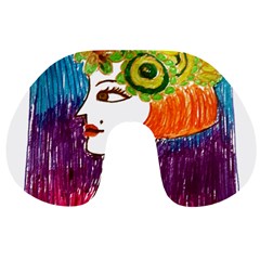 Art Deco Woman Travel Neck Pillow by snowwhitegirl