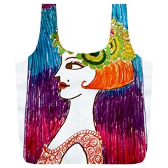 Art Deco Woman Full Print Recycle Bag (xxl) by snowwhitegirl