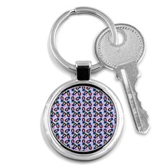 Goth Girl In Blue Dress Lilac Pattern Key Chain (round) by snowwhitegirl