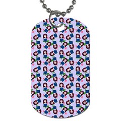 Goth Girl In Blue Dress Lilac Pattern Dog Tag (one Side) by snowwhitegirl