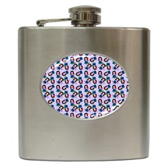 Goth Girl In Blue Dress Lilac Pattern Hip Flask (6 Oz) by snowwhitegirl