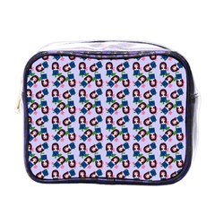 Goth Girl In Blue Dress Lilac Pattern Mini Toiletries Bag (one Side) by snowwhitegirl