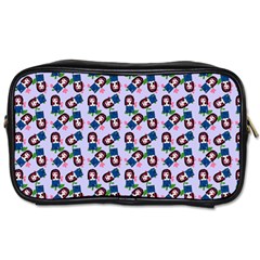 Goth Girl In Blue Dress Lilac Pattern Toiletries Bag (one Side) by snowwhitegirl