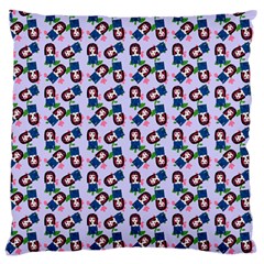 Goth Girl In Blue Dress Lilac Pattern Large Cushion Case (one Side) by snowwhitegirl