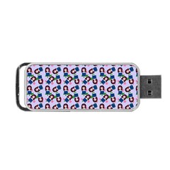 Goth Girl In Blue Dress Lilac Pattern Portable Usb Flash (two Sides) by snowwhitegirl