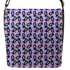 Goth Girl In Blue Dress Lilac Pattern Flap Closure Messenger Bag (s) by snowwhitegirl