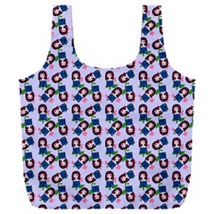 Goth Girl In Blue Dress Lilac Pattern Full Print Recycle Bag (xxl) by snowwhitegirl