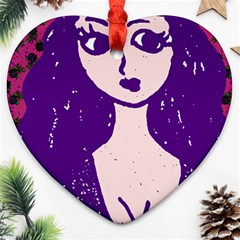 Purple Cat Ear Hat Girl Floral Wall Ornament (heart) by snowwhitegirl