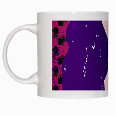 Purple Cat Ear Hat Girl Floral Wall White Mugs by snowwhitegirl