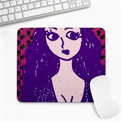 Purple Cat Ear Hat Girl Floral Wall Large Mousepads by snowwhitegirl