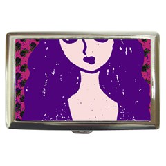 Purple Cat Ear Hat Girl Floral Wall Cigarette Money Case by snowwhitegirl