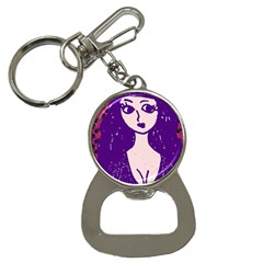 Purple Cat Ear Hat Girl Floral Wall Bottle Opener Key Chain by snowwhitegirl