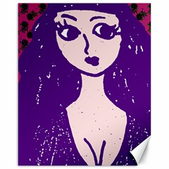 Purple Cat Ear Hat Girl Floral Wall Canvas 16  X 20  by snowwhitegirl