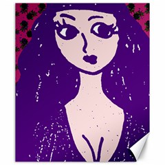 Purple Cat Ear Hat Girl Floral Wall Canvas 20  X 24  by snowwhitegirl