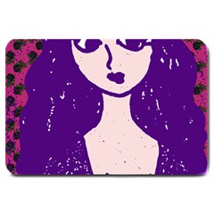 Purple Cat Ear Hat Girl Floral Wall Large Doormat  by snowwhitegirl