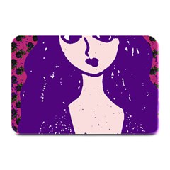 Purple Cat Ear Hat Girl Floral Wall Plate Mats by snowwhitegirl