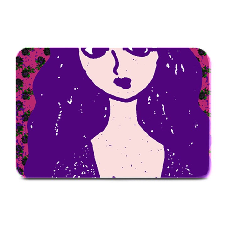 Purple Cat Ear Hat Girl Floral Wall Plate Mats