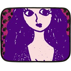 Purple Cat Ear Hat Girl Floral Wall Fleece Blanket (mini) by snowwhitegirl