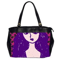 Purple Cat Ear Hat Girl Floral Wall Oversize Office Handbag (2 Sides) by snowwhitegirl