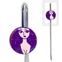 Purple Cat Ear Hat Girl Floral Wall Book Mark by snowwhitegirl