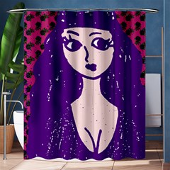 Purple Cat Ear Hat Girl Floral Wall Shower Curtain 60  X 72  (medium)  by snowwhitegirl