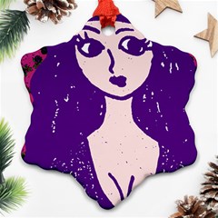 Purple Cat Ear Hat Girl Floral Wall Ornament (snowflake) by snowwhitegirl