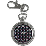 Goth Girl In Blue Dress Black Pattern Key Chain Watches Front