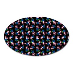 Goth Girl In Blue Dress Black Pattern Oval Magnet by snowwhitegirl