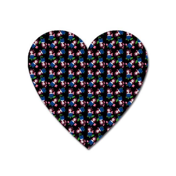 Goth Girl In Blue Dress Black Pattern Heart Magnet