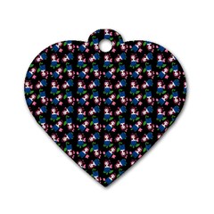 Goth Girl In Blue Dress Black Pattern Dog Tag Heart (one Side) by snowwhitegirl