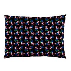 Goth Girl In Blue Dress Black Pattern Pillow Case by snowwhitegirl