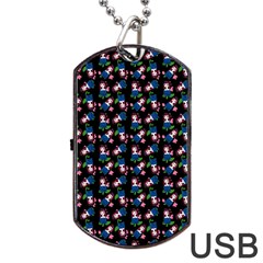 Goth Girl In Blue Dress Black Pattern Dog Tag Usb Flash (two Sides) by snowwhitegirl