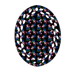 Goth Girl In Blue Dress Black Pattern Ornament (oval Filigree)