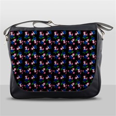 Goth Girl In Blue Dress Black Pattern Messenger Bag by snowwhitegirl