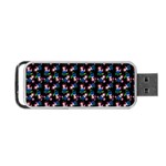 Goth Girl In Blue Dress Black Pattern Portable USB Flash (One Side) Front