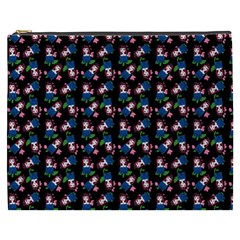 Goth Girl In Blue Dress Black Pattern Cosmetic Bag (xxxl) by snowwhitegirl