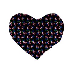 Goth Girl In Blue Dress Black Pattern Standard 16  Premium Heart Shape Cushions by snowwhitegirl