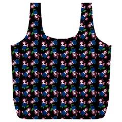 Goth Girl In Blue Dress Black Pattern Full Print Recycle Bag (xxl) by snowwhitegirl