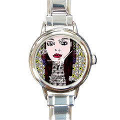 Chris Wall Round Italian Charm Watch by snowwhitegirl