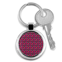 Goth Girl In Blue Dress Pink Pattern Key Chain (round) by snowwhitegirl