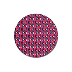 Goth Girl In Blue Dress Pink Pattern Magnet 3  (round) by snowwhitegirl