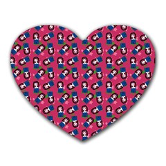 Goth Girl In Blue Dress Pink Pattern Heart Mousepads