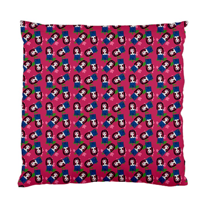 Goth Girl In Blue Dress Pink Pattern Standard Cushion Case (One Side)