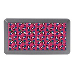 Goth Girl In Blue Dress Pink Pattern Memory Card Reader (mini) by snowwhitegirl