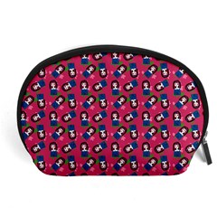 Goth Girl In Blue Dress Pink Pattern Accessory Pouch (large) by snowwhitegirl