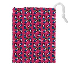 Goth Girl In Blue Dress Pink Pattern Drawstring Pouch (5xl) by snowwhitegirl