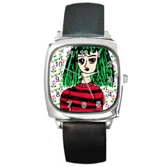 Freddy Girl Wall Square Metal Watch by snowwhitegirl