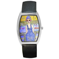 Swimmer By Pool Barrel Style Metal Watch by snowwhitegirl