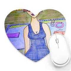 Swimmer By Pool Heart Mousepads by snowwhitegirl