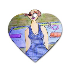 Swimmer By Pool Dog Tag Heart (one Side) by snowwhitegirl